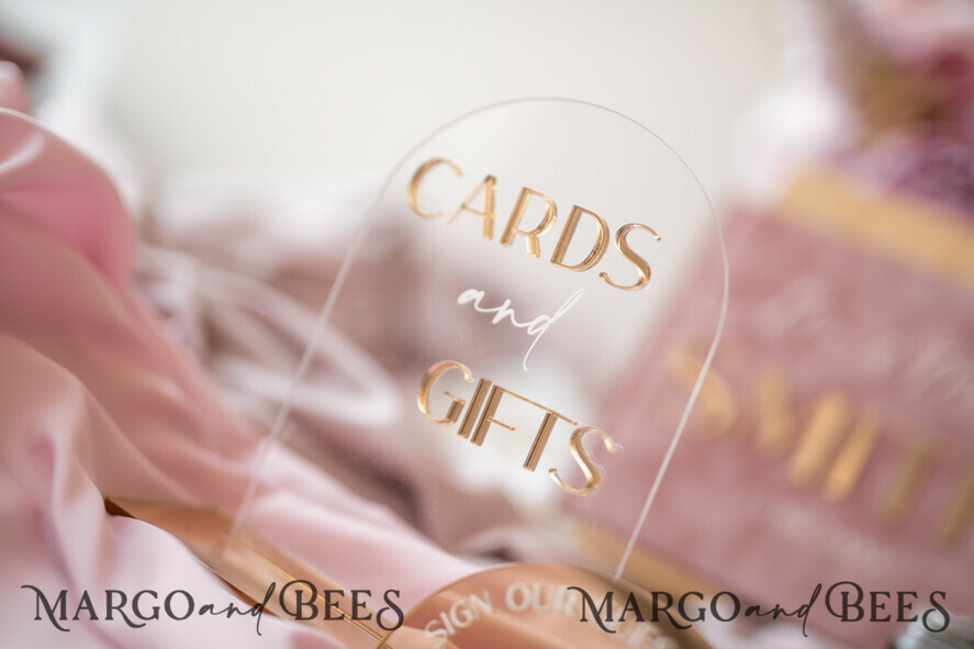 TABLE DECOR SIGNS Guestbook & Cards Gifts Signs Golden Acrylic gifts & cards signs with stand, blush pink Velvet and gold guestbook Sign, Golden Plexi gifts & cards signs, Luxury Wedding guestbook Decor Centerpieces
