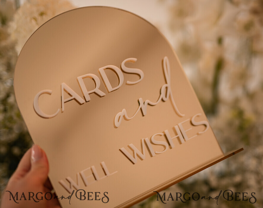 TABLE DECOR SIGNS Guestbook & Cards Gifts Signs Acrylic Arch Cards And Well Wishes Sign, Golden Acrylic Sign, Gold Plexi Sign, Luxury Wedding Table Decor, Custom Wedding Signage Golden Mirror Cards Sign