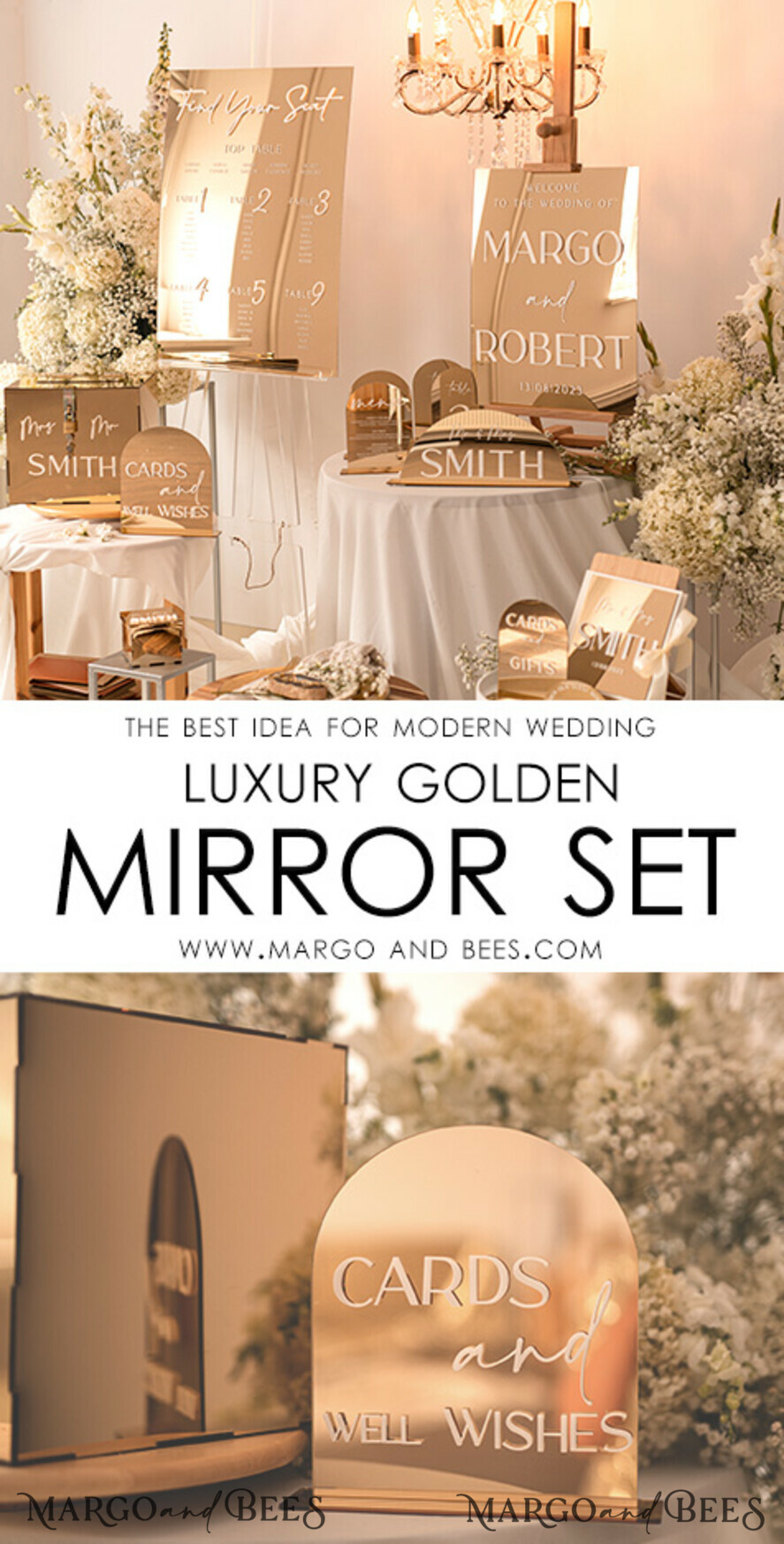 TABLE DECOR SIGNS Guestbook & Cards Gifts Signs Acrylic Arch Cards And Well Wishes Sign, Golden Acrylic Sign, Gold Plexi Sign, Luxury Wedding Table Decor, Custom Wedding Signage Golden Mirror Cards Sign
