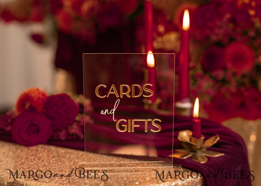 TABLE DECOR SIGNS Guestbook & Cards Gifts Signs Transparent Acrylic Cards And Gifts Sign, Gold Mirror Acrylic Sign, Clear Plexi Sign, Luxury Wedding Table Decor, Wedding Signage Golden Mirror Cards Sign