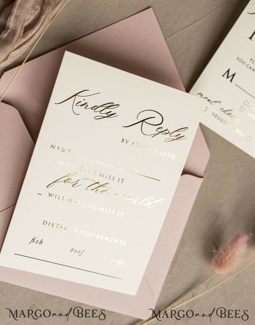 WEDDING INVITATIONS embossed invites Fine Art Embossed Blind Blush Pink Gold Wedding Invitation, Golden deboss Roses Floral Wedding Invitation, Boho Ecru Debossed Invitation suite, Gold Foil wedding invitation suite, Wedding Invitations golden