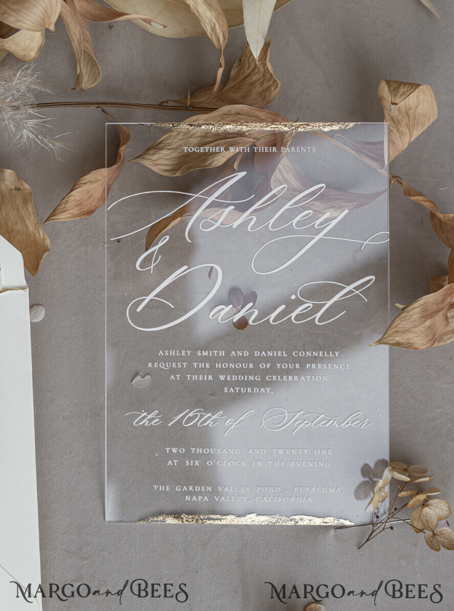 WEDDING INVITATIONS plexi acrylic mirror Ivory Beaded Wrapping Wedding Invitations, Elegant Clear Acrylic Wedding Cards, Plexi Transparent Wedding Invites, Wedding Invitation Suite with Pearls