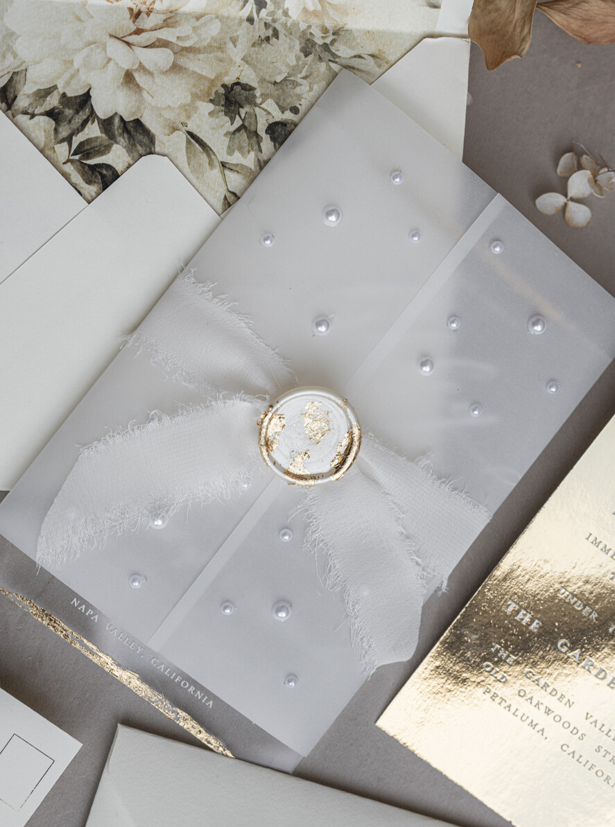 WEDDING INVITATIONS plexi acrylic mirror Ivory Beaded Wrapping Wedding Invitations, Elegant Clear Acrylic Wedding Cards, Plexi Transparent Wedding Invites, Wedding Invitation Suite with Pearls