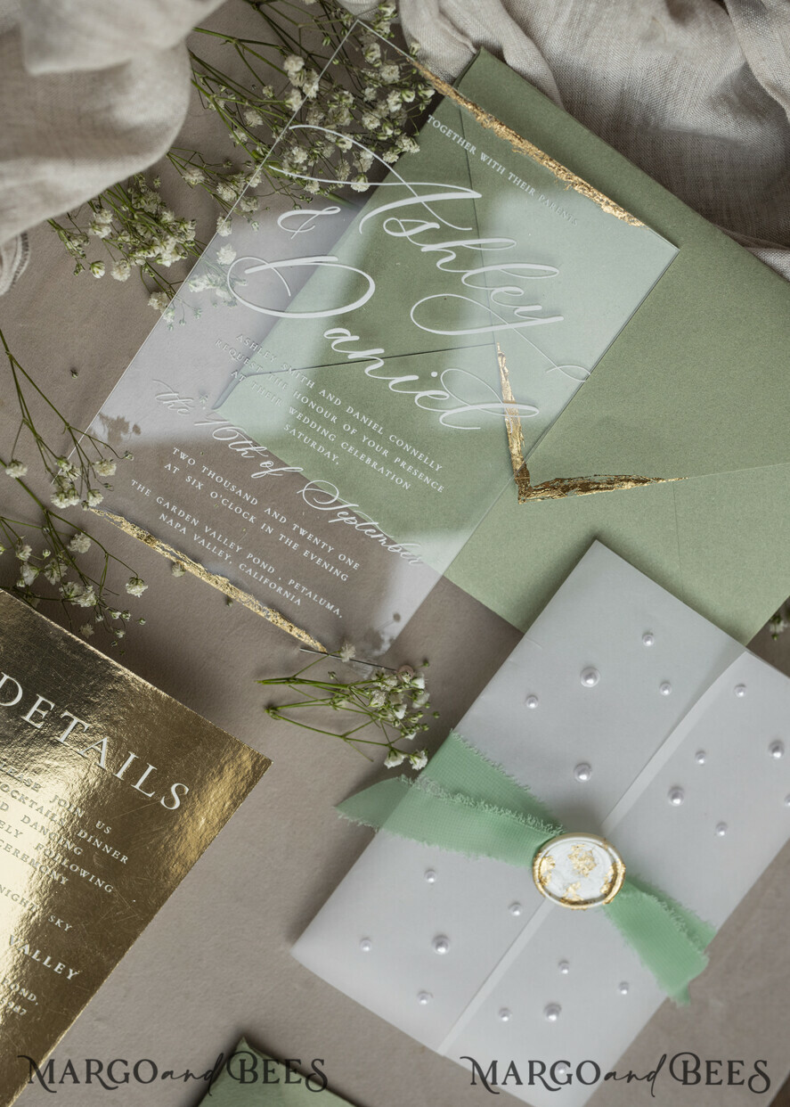 WEDDING INVITATIONS plexi acrylic mirror Ivory Beaded Wrapping Wedding Invitations, Elegant Clear Acrylic Wedding Cards, Plexi Transparent Wedding Invites, Wedding Invitation Suite with Pearls