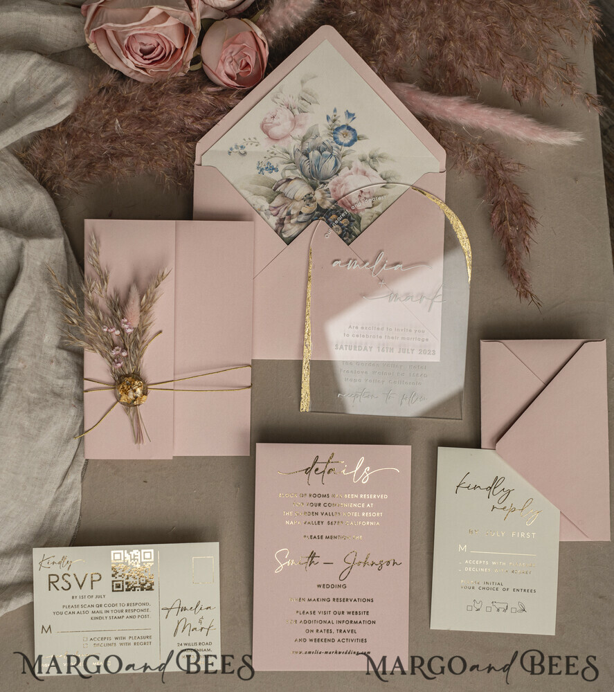 WEDDING INVITATIONS plexi acrylic mirror Blush Pink Clear Arched Wedding Invitations, Elegant Garden Wedding Cards, Nude Acrylic transparent Wedding Invites, Arch Plexi Wedding Invitation Suite