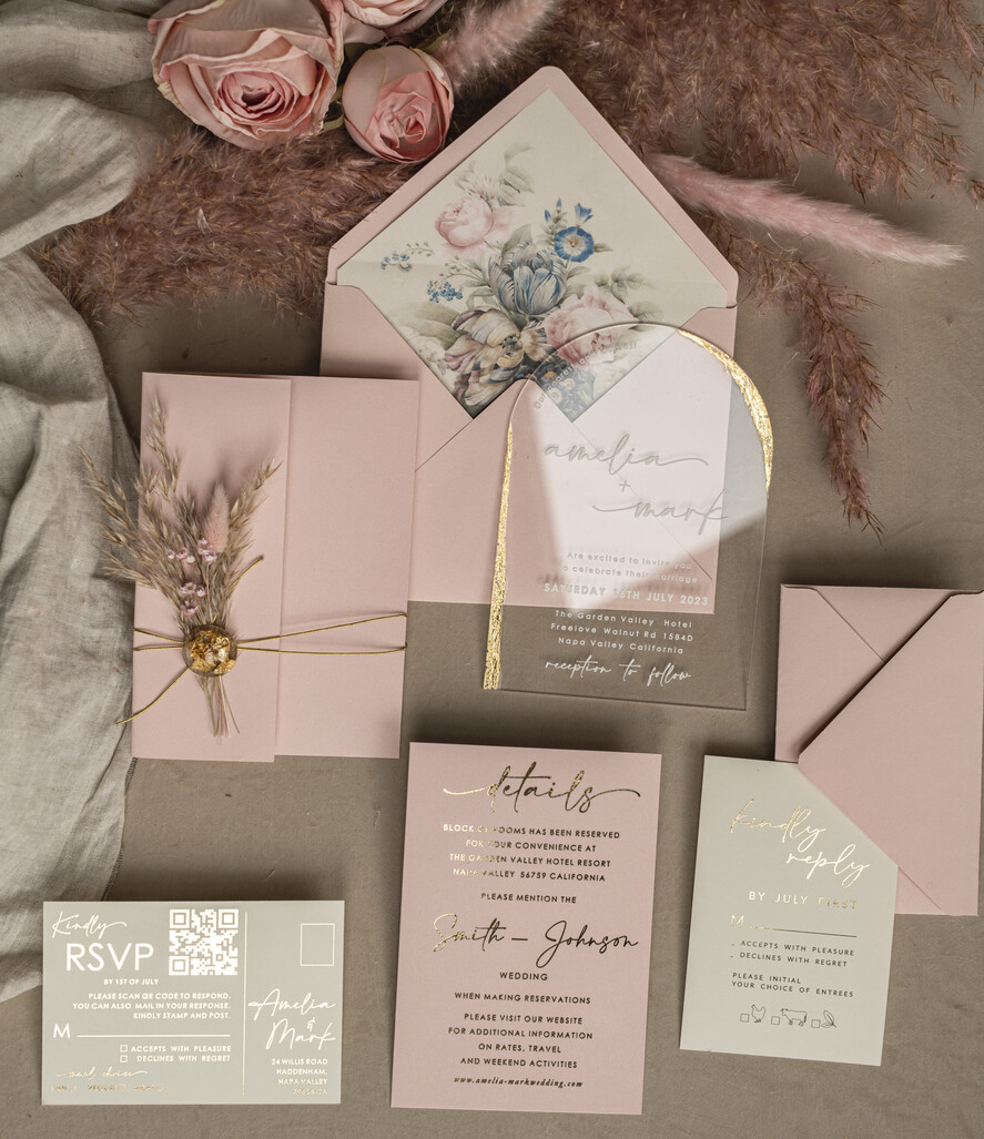 WEDDING INVITATIONS plexi acrylic mirror Blush Pink Clear Arched Wedding Invitations, Elegant Garden Wedding Cards, Nude Acrylic transparent Wedding Invites, Arch Plexi Wedding Invitation Suite