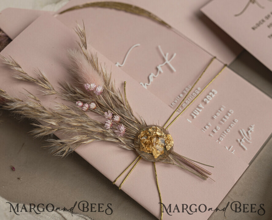 WEDDING INVITATIONS plexi acrylic mirror Blush Pink Clear Arched Wedding Invitations, Elegant Garden Wedding Cards, Nude Acrylic transparent Wedding Invites, Arch Plexi Wedding Invitation Suite