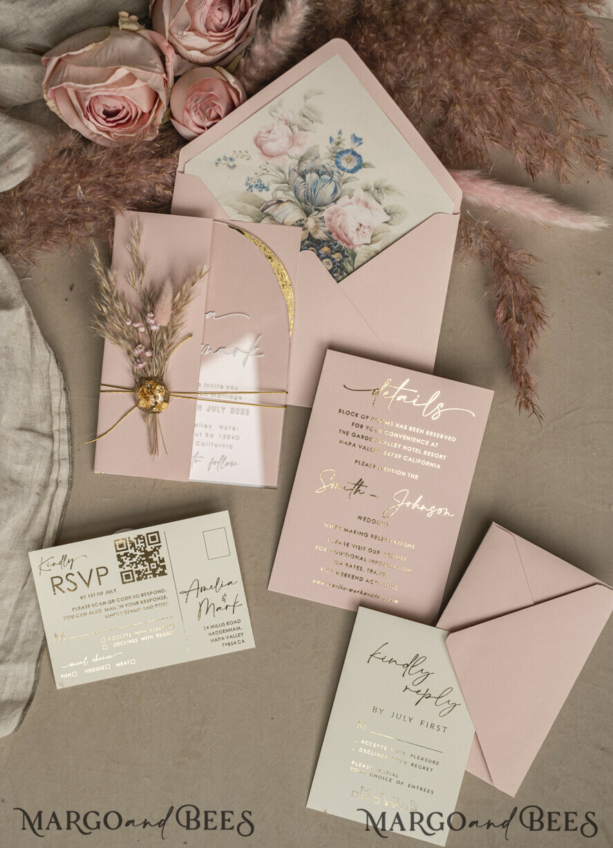 WEDDING INVITATIONS plexi acrylic mirror Blush Pink Clear Arched Wedding Invitations, Elegant Garden Wedding Cards, Nude Acrylic transparent Wedding Invites, Arch Plexi Wedding Invitation Suite