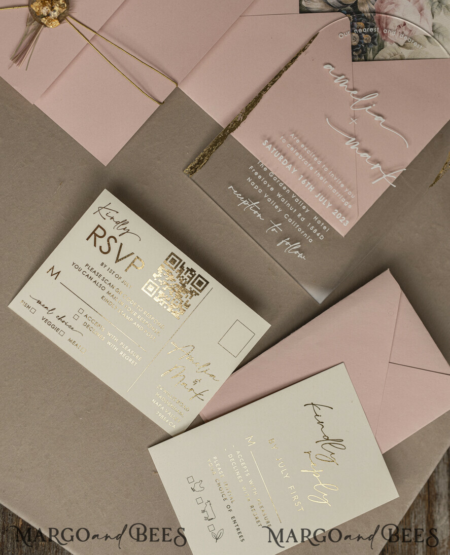 WEDDING INVITATIONS plexi acrylic mirror Blush Pink Clear Arched Wedding Invitations, Elegant Garden Wedding Cards, Nude Acrylic transparent Wedding Invites, Arch Plexi Wedding Invitation Suite