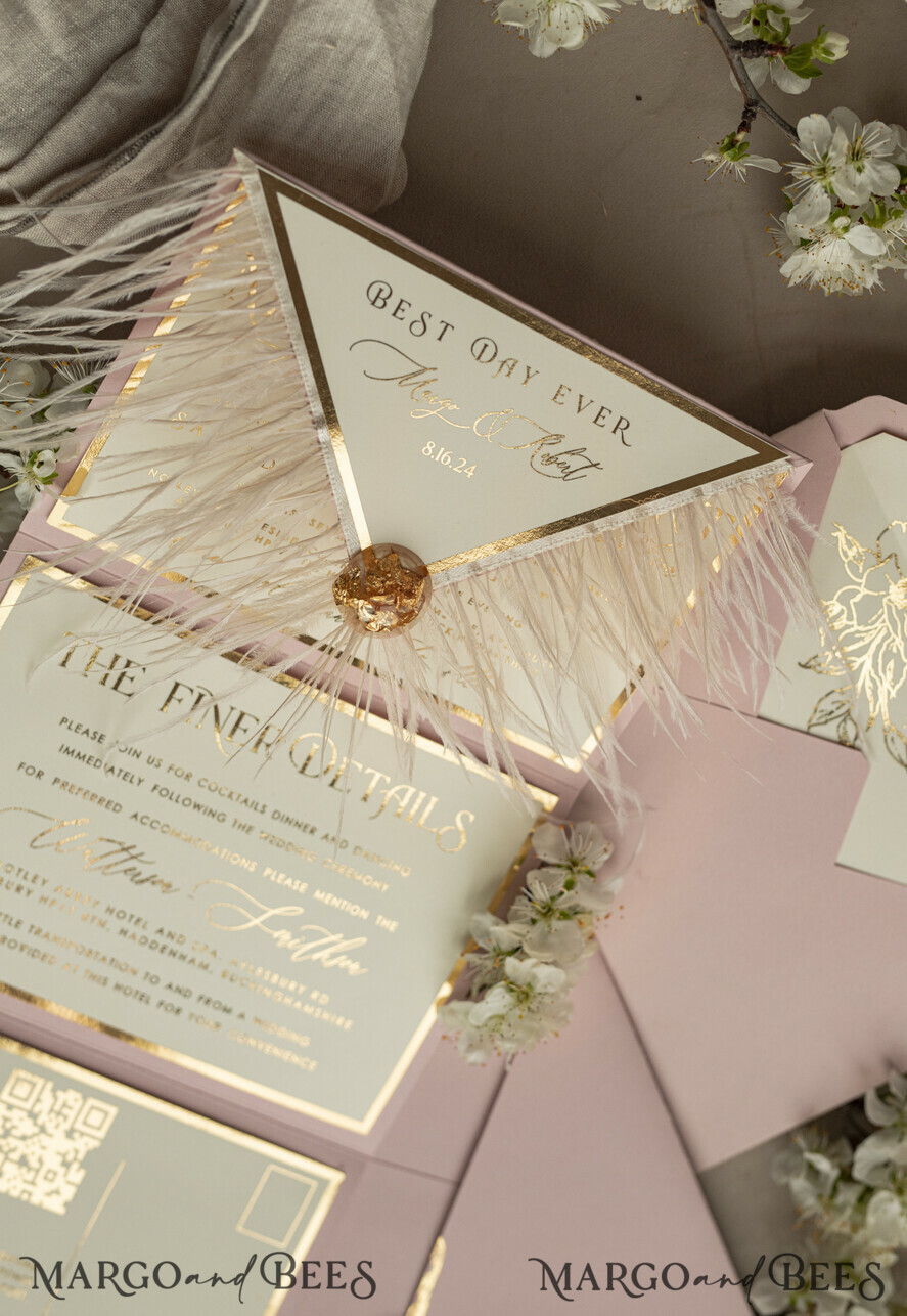 WEDDING INVITATIONS 3 fold wedding invitations 3 fold Luxury sage green Mirror gold Wedding Invitations, Elegant garden Wedding Cards, Glamour Acrylic Monogram Wedding Invites, Mirror Plexi floral Wedding Invitation Suite