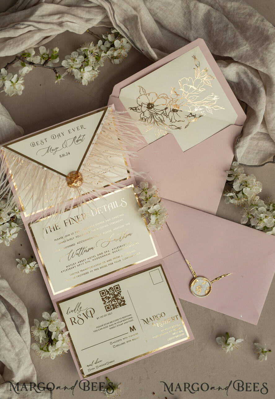 WEDDING INVITATIONS 3 fold wedding invitations 3 fold Luxury sage green Mirror gold Wedding Invitations, Elegant garden Wedding Cards, Glamour Acrylic Monogram Wedding Invites, Mirror Plexi floral Wedding Invitation Suite