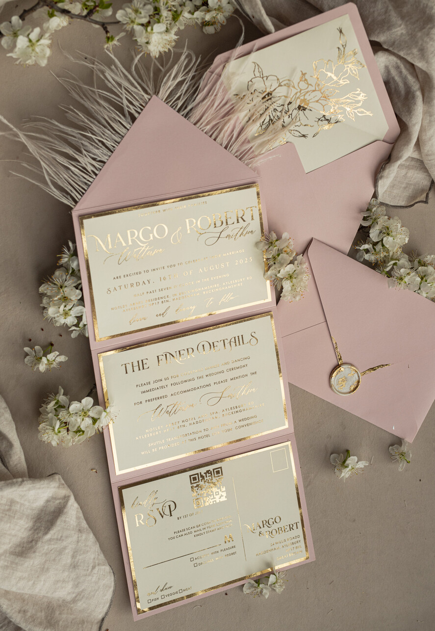 WEDDING INVITATIONS 3 fold wedding invitations 3 fold Luxury sage green Mirror gold Wedding Invitations, Elegant garden Wedding Cards, Glamour Acrylic Monogram Wedding Invites, Mirror Plexi floral Wedding Invitation Suite
