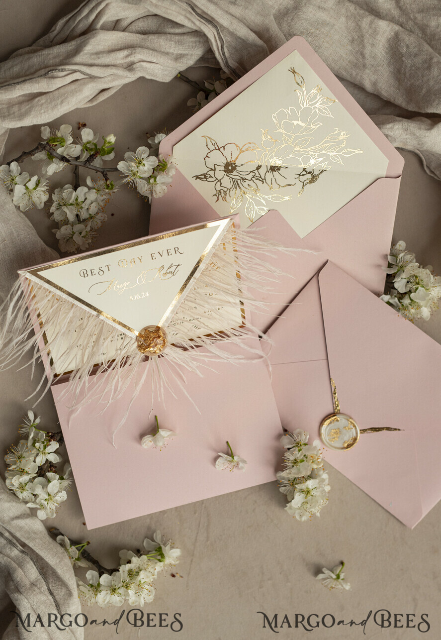 WEDDING INVITATIONS 3 fold wedding invitations 3 fold Luxury sage green Mirror gold Wedding Invitations, Elegant garden Wedding Cards, Glamour Acrylic Monogram Wedding Invites, Mirror Plexi floral Wedding Invitation Suite