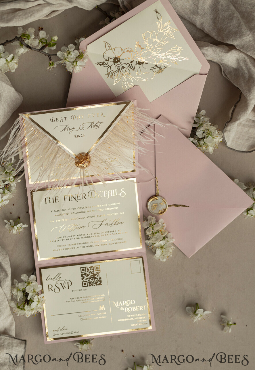 WEDDING INVITATIONS 3 fold wedding invitations 3 fold Luxury sage green Mirror gold Wedding Invitations, Elegant garden Wedding Cards, Glamour Acrylic Monogram Wedding Invites, Mirror Plexi floral Wedding Invitation Suite