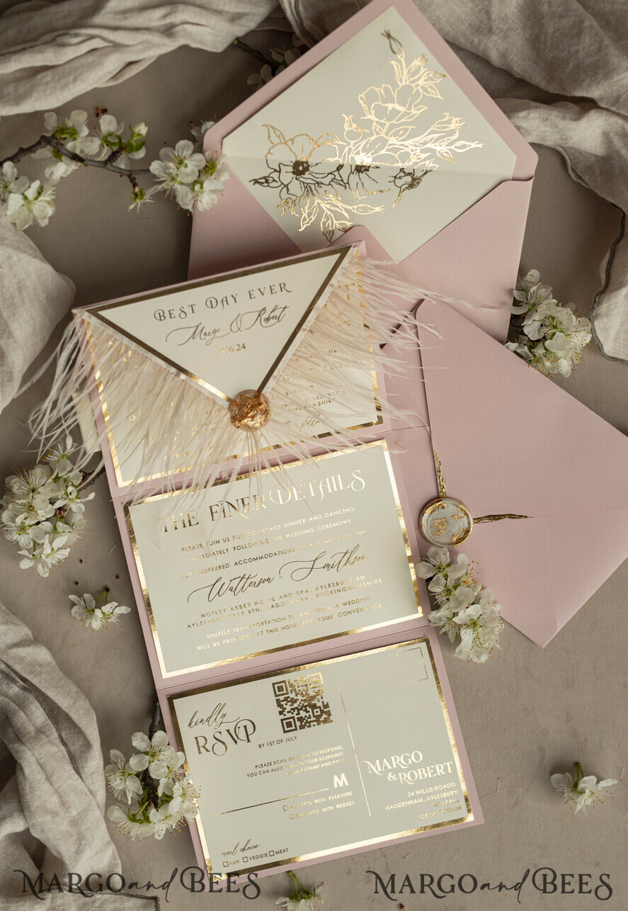 WEDDING INVITATIONS 3 fold wedding invitations 3 fold Luxury sage green Mirror gold Wedding Invitations, Elegant garden Wedding Cards, Glamour Acrylic Monogram Wedding Invites, Mirror Plexi floral Wedding Invitation Suite