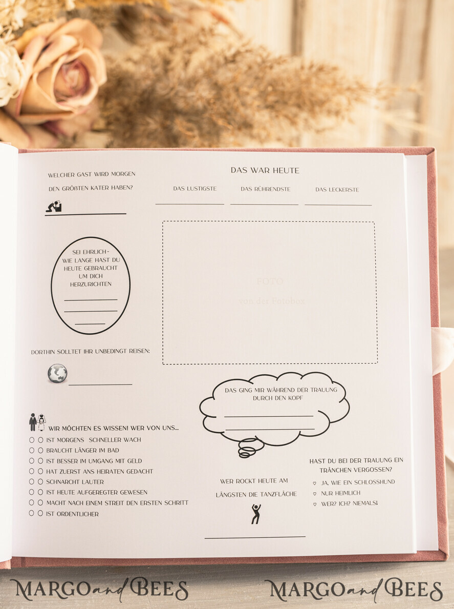 WEDDING GUEST BOOKS Hochzeitsgästebuch Hochzeitsfoto-Gästebuch Polaroid Gold Acrylic Hochzeitsgästebuch Personalisiert Schilderset Samtweißes Sofort-Fotobuch Boho Elegant Instax Hochzeitsfoto-Gästebuch