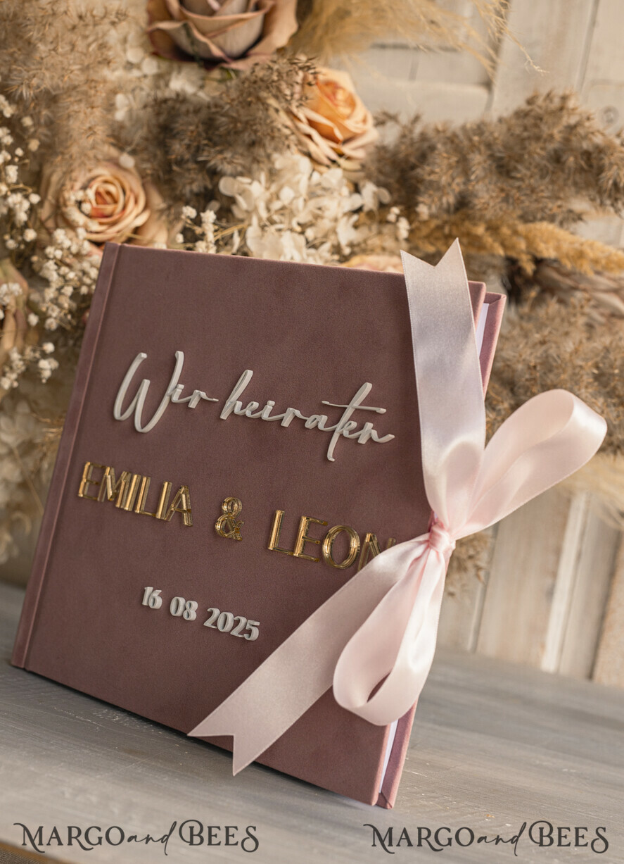 WEDDING GUEST BOOKS Hochzeitsgästebuch Hochzeitsfoto-Gästebuch Polaroid Gold Acrylic Hochzeitsgästebuch Personalisiert Schilderset Samtweißes Sofort-Fotobuch Boho Elegant Instax Hochzeitsfoto-Gästebuch