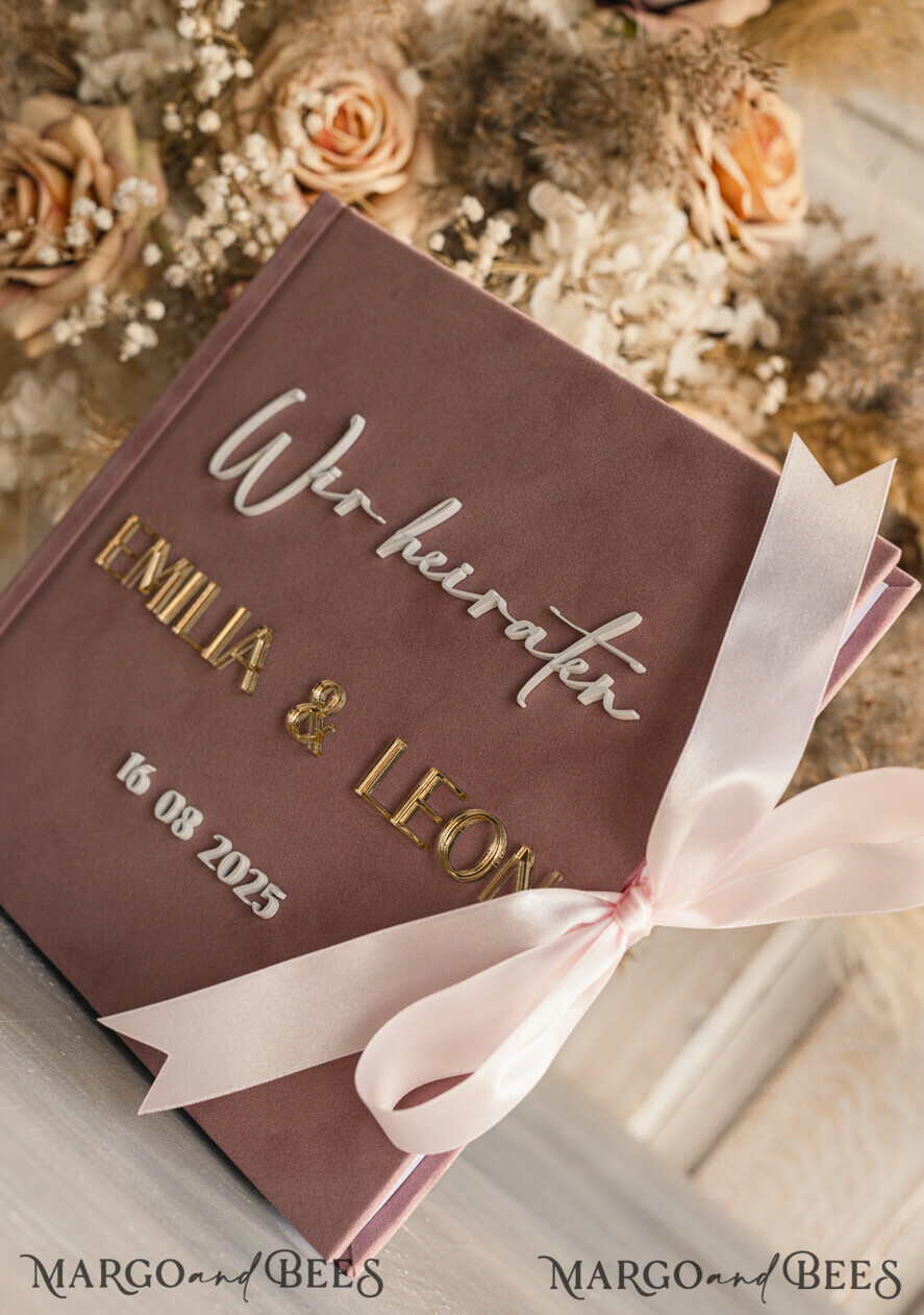 WEDDING GUEST BOOKS Hochzeitsgästebuch Hochzeitsfoto-Gästebuch Polaroid Gold Acrylic Hochzeitsgästebuch Personalisiert Schilderset Samtweißes Sofort-Fotobuch Boho Elegant Instax Hochzeitsfoto-Gästebuch