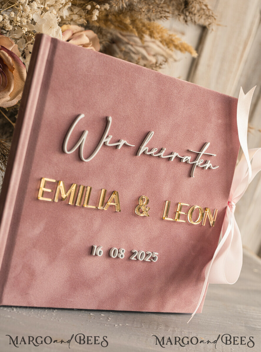 WEDDING GUEST BOOKS Hochzeitsgästebuch Hochzeitsfoto-Gästebuch Polaroid Gold Acrylic Hochzeitsgästebuch Personalisiert Schilderset Samtweißes Sofort-Fotobuch Boho Elegant Instax Hochzeitsfoto-Gästebuch