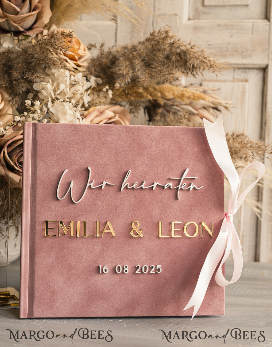 WEDDING GUEST BOOKS Hochzeitsgästebuch Hochzeitsfoto-Gästebuch Polaroid Gold Acrylic Hochzeitsgästebuch Personalisiert Schilderset Samtweißes Sofort-Fotobuch Boho Elegant Instax Hochzeitsfoto-Gästebuch