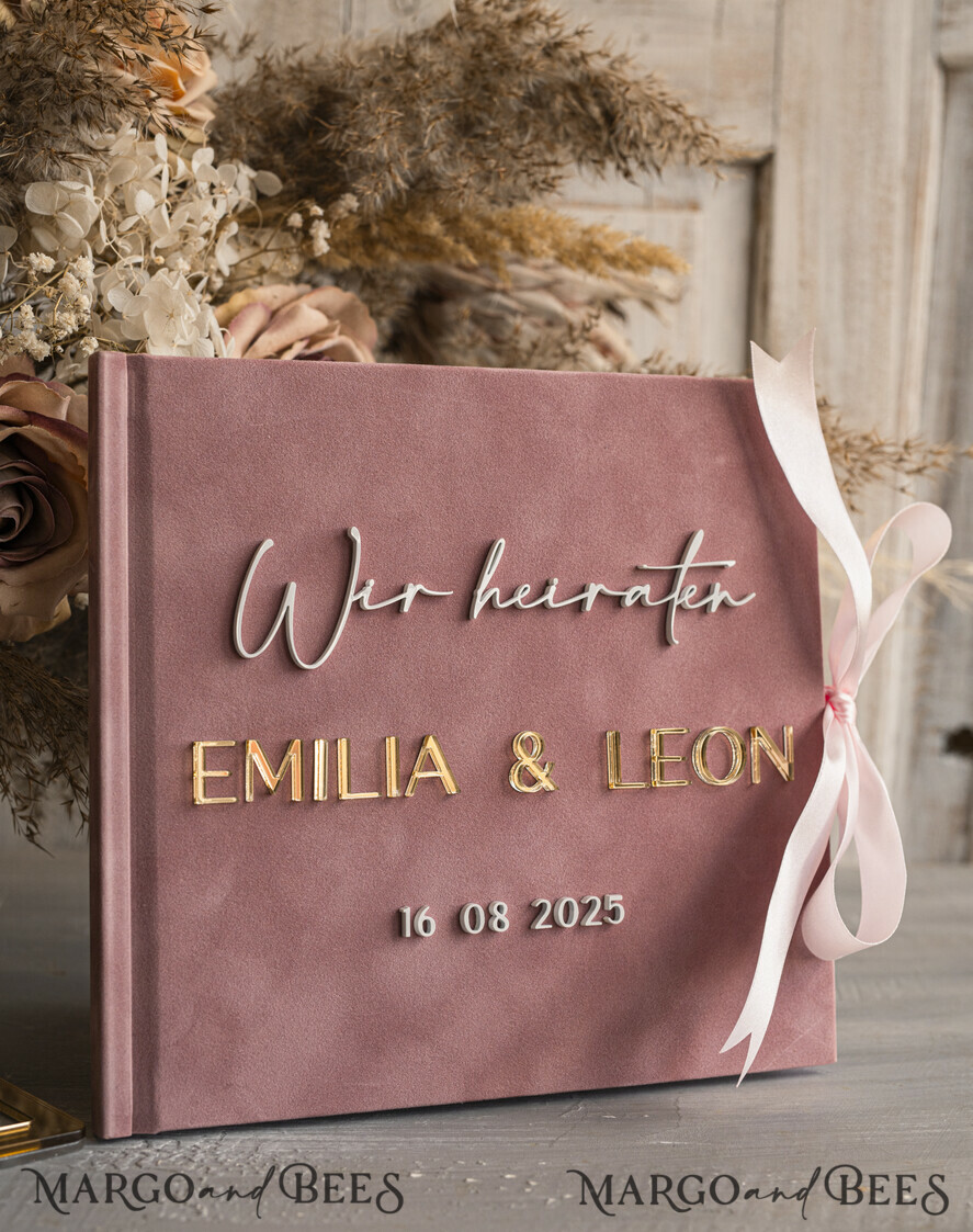 WEDDING GUEST BOOKS Hochzeitsgästebuch Hochzeitsfoto-Gästebuch Polaroid Gold Acrylic Hochzeitsgästebuch Personalisiert Schilderset Samtweißes Sofort-Fotobuch Boho Elegant Instax Hochzeitsfoto-Gästebuch