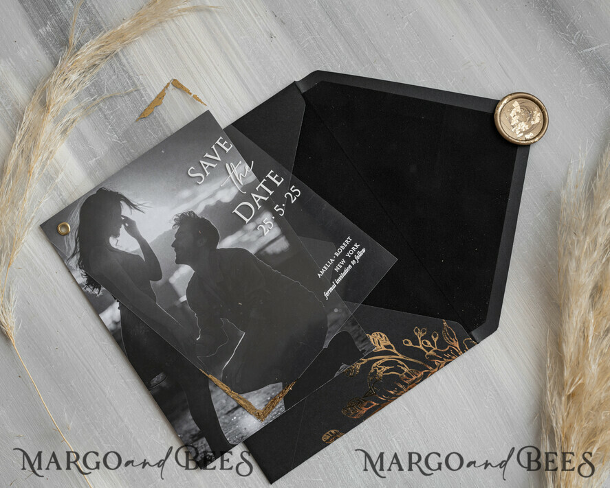 SAVE THE DATES photo vellum plexi Pink Gold Marble Save the Date Cards with Photo, Vellum Save Our Dates with Photo Gold Foil Calendar Cards