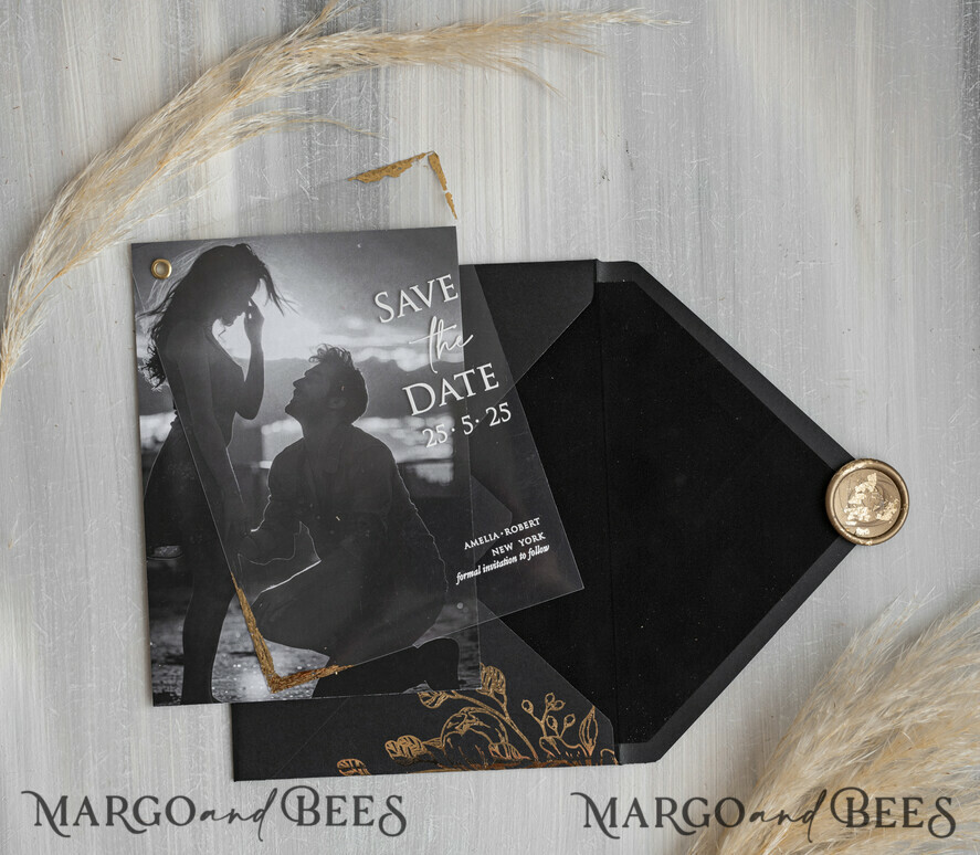 SAVE THE DATES photo vellum plexi Pink Gold Marble Save the Date Cards with Photo, Vellum Save Our Dates with Photo Gold Foil Calendar Cards