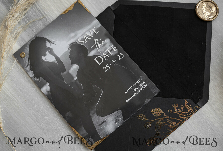 SAVE THE DATES photo vellum plexi Pink Gold Marble Save the Date Cards with Photo, Vellum Save Our Dates with Photo Gold Foil Calendar Cards