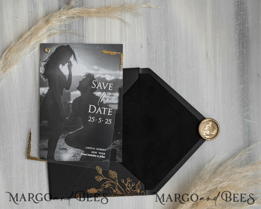 SAVE THE DATES photo vellum plexi Pink Gold Marble Save the Date Cards with Photo, Vellum Save Our Dates with Photo Gold Foil Calendar Cards