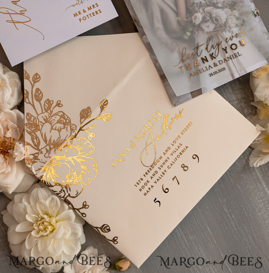 THANK YOU CARDS photo gold vellum plexi vellum Wedding Photo Thank You Cards, velvet black Wedding Thank You Cards with Photo, Minimalist Thank You Cards Wedding
