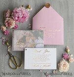 THANK YOU CARDS modern/romantic Wedding custom thank you note card with photo pink gold3