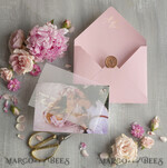 THANK YOU CARDS modern/romantic Wedding custom thank you note card with photo pink gold3