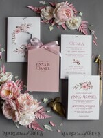 WEDDING INVITATIONS Modern Invites Floral Cards  Elegant Blush Pink Wedding Invitations, Glamour Arabic Pocket Wedding Invites, Modern Floral Wedding Cards, Minimalistic Wedding Invitation Suite15