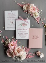 WEDDING INVITATIONS Modern Invites Floral Cards  Elegant Blush Pink Wedding Invitations, Glamour Arabic Pocket Wedding Invites, Modern Floral Wedding Cards, Minimalistic Wedding Invitation Suite15
