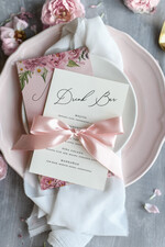 MENU & PROGRAMS romantic Chic Blush Pink And Ivory Wedding Menu, Boho Floral Wedding Menu Cards With Pink Ribbon, Romantic Pastel Wedding Dinner Menu, Simple Peony Handmade Wedding Menu3