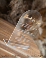 TABLE DECOR SIGNS Acrylic table decor Numbers Acrylic Arch Table menu, Clear Acrylic and gold Sign, Gold Plexi Table Numbers, Luxury Wedding Table Decor, Wedding Signage Golden table numbers, editable text 24