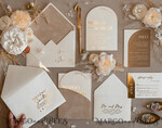 SAMPLING SERVICE samples Ivory Gold wedding Invitation Sample, handmade sample set, Beige Velvet and Gold Foil wedding invitation, Glamour invites sample set17