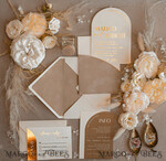 SAMPLING SERVICE samples Ivory Gold wedding Invitation Sample, handmade sample set, Beige Velvet and Gold Foil wedding invitation, Glamour invites sample set17