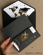 SAMPLING SERVICE samples Gold White Black Passport Wedding Invitation, Golden Wedding Cards Boarding Pass, Travel Passport Wedding Invitations Abroad, Destination Wedding Invites, Travel Map Wedding Stationary9