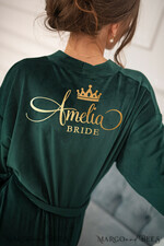 NEWLY WEDS COUPLE GIFTS Bride gifts Green wedding robe with gold foil inscription4