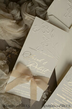 WEDDING INVITATIONS embossed invites  Bespoke Embossed Blind Ivory Gold Wedding Invitation, Golden Ecru deboss Floral Wedding Invitation, Modern Garden Debossed Invitation suite, Cotton paper wedding invitation suite, Wedding Invitations golden27