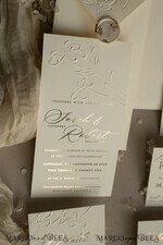 WEDDING INVITATIONS embossed invites  Bespoke Embossed Blind Ivory Gold Wedding Invitation, Golden Ecru deboss Floral Wedding Invitation, Modern Garden Debossed Invitation suite, Cotton paper wedding invitation suite, Wedding Invitations golden27