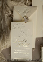 WEDDING INVITATIONS embossed invites  Bespoke Embossed Blind Ivory Gold Wedding Invitation, Golden Ecru deboss Floral Wedding Invitation, Modern Garden Debossed Invitation suite, Cotton paper wedding invitation suite, Wedding Invitations golden27