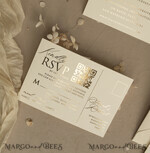 WEDDING INVITATIONS embossed invites  Bespoke Embossed Blind Ivory Gold Wedding Invitation, Golden Ecru deboss Floral Wedding Invitation, Modern Garden Debossed Invitation suite, Cotton paper wedding invitation suite, Wedding Invitations golden27