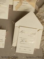 WEDDING INVITATIONS embossed invites  Bespoke Embossed Blind Ivory Gold Wedding Invitation, Golden Ecru deboss Floral Wedding Invitation, Modern Garden Debossed Invitation suite, Cotton paper wedding invitation suite, Wedding Invitations golden27