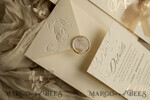 WEDDING INVITATIONS embossed invites  Bespoke Embossed Blind Ivory Gold Wedding Invitation, Golden Ecru deboss Floral Wedding Invitation, Modern Garden Debossed Invitation suite, Cotton paper wedding invitation suite, Wedding Invitations golden27