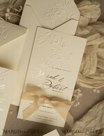 WEDDING INVITATIONS embossed invites  Bespoke Embossed Blind Ivory Gold Wedding Invitation, Golden Ecru deboss Floral Wedding Invitation, Modern Garden Debossed Invitation suite, Cotton paper wedding invitation suite, Wedding Invitations golden27