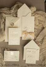 WEDDING INVITATIONS embossed invites  Bespoke Embossed Blind Ivory Gold Wedding Invitation, Golden Ecru deboss Floral Wedding Invitation, Modern Garden Debossed Invitation suite, Cotton paper wedding invitation suite, Wedding Invitations golden27