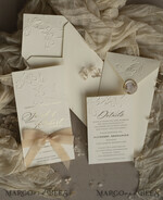 WEDDING INVITATIONS embossed invites  Bespoke Embossed Blind Ivory Gold Wedding Invitation, Golden Ecru deboss Floral Wedding Invitation, Modern Garden Debossed Invitation suite, Cotton paper wedding invitation suite, Wedding Invitations golden27