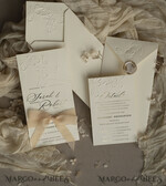 WEDDING INVITATIONS embossed invites  Bespoke Embossed Blind Ivory Gold Wedding Invitation, Golden Ecru deboss Floral Wedding Invitation, Modern Garden Debossed Invitation suite, Cotton paper wedding invitation suite, Wedding Invitations golden27